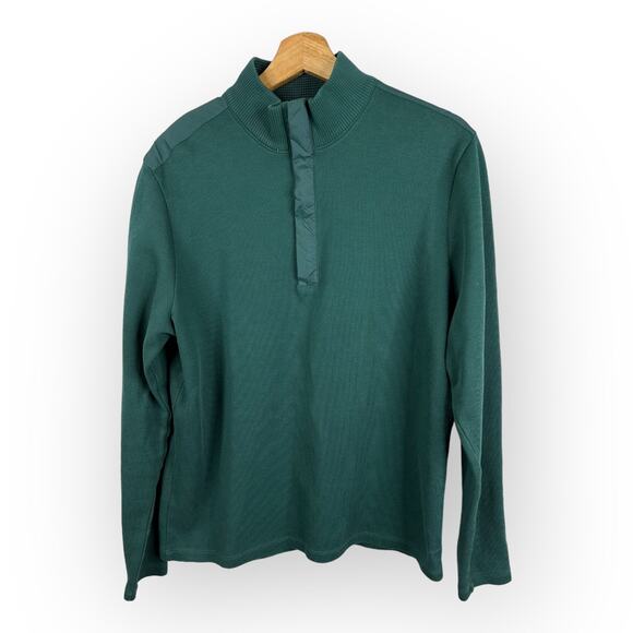 Hugo Boss Mens size Large 1/4 Zip Pullover Ribbed Knit Sweater Green Mixed Media - Picture 1 of 10